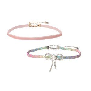 NEW BETSEY JOHNSON Set Of 2 BOW COLLAR NECKLACE 266 194tn